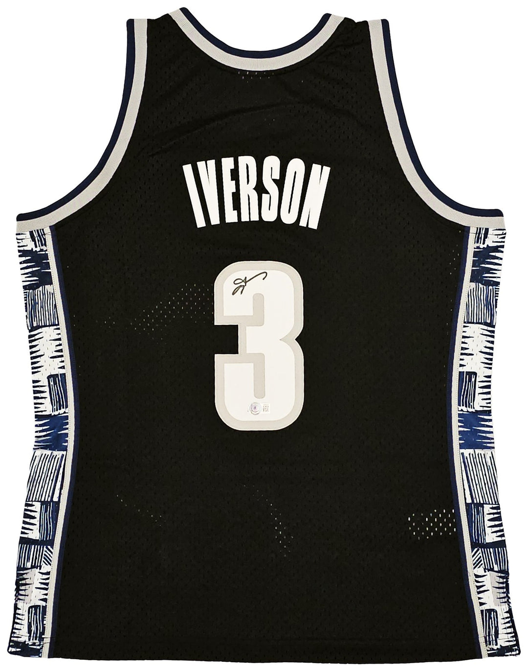 Georgetown Hoyas Allen Iverson Auto Black Mitchell Ness 95 College Jersey L BAS