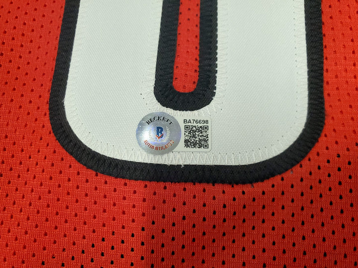 Portland Trail Blazers Damian Lillard Signed Red Jersey Beckett