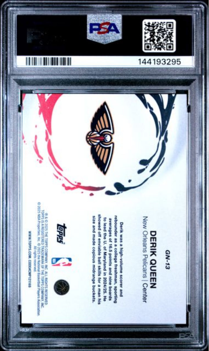 Graded 2025 Topps Derik Queen #GN13 Generation Now Rookie RC Card PSA 10 Mint