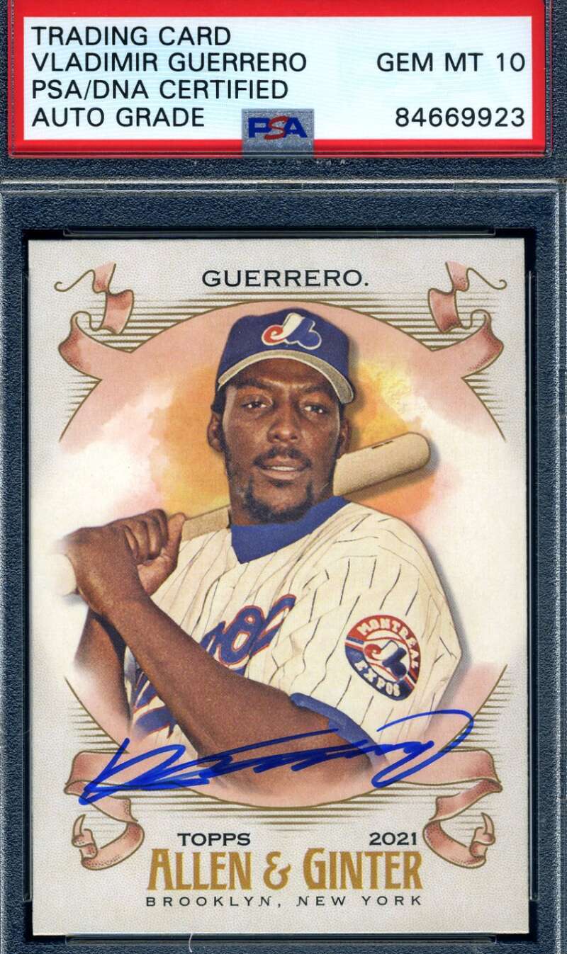 Vladimir Guerrero Gem Mint 10 PSA DNA Signed 2021 Allen Ginter Autograph