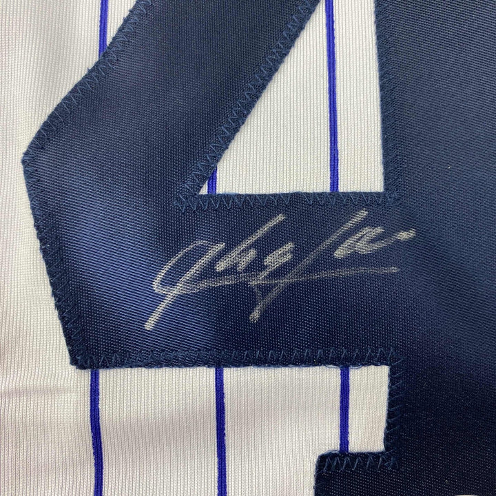 Autographed/Signed Aroldis Chapman New York Pinstripe Jersey Beckett COA