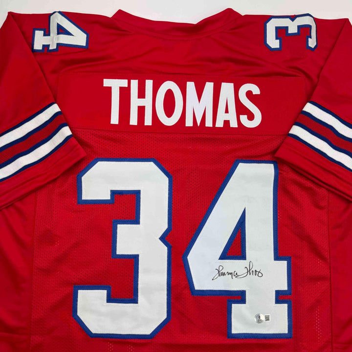 Autographed/Signed Thurman Thomas Buffalo Red Football Jersey JSA COA