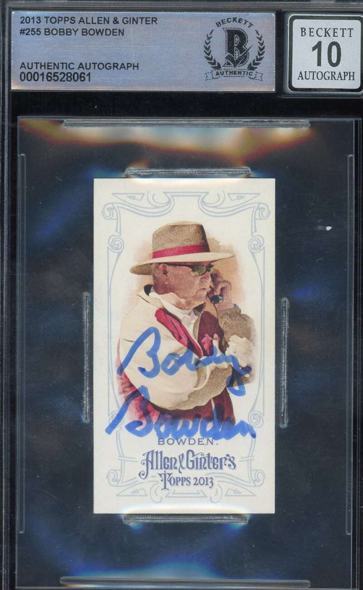 Bobby Bowden Gem Mint 10 Beckett BAS Signed 2013 Topps Allen and Ginter Mini Aut