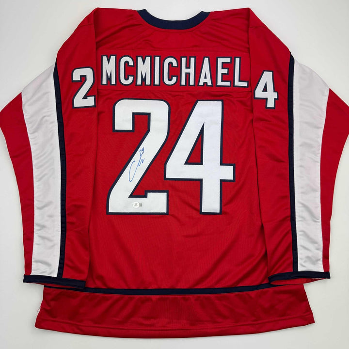 Autographed/Signed Connor McMichael Washington Red Jersey Beckett BAS COA