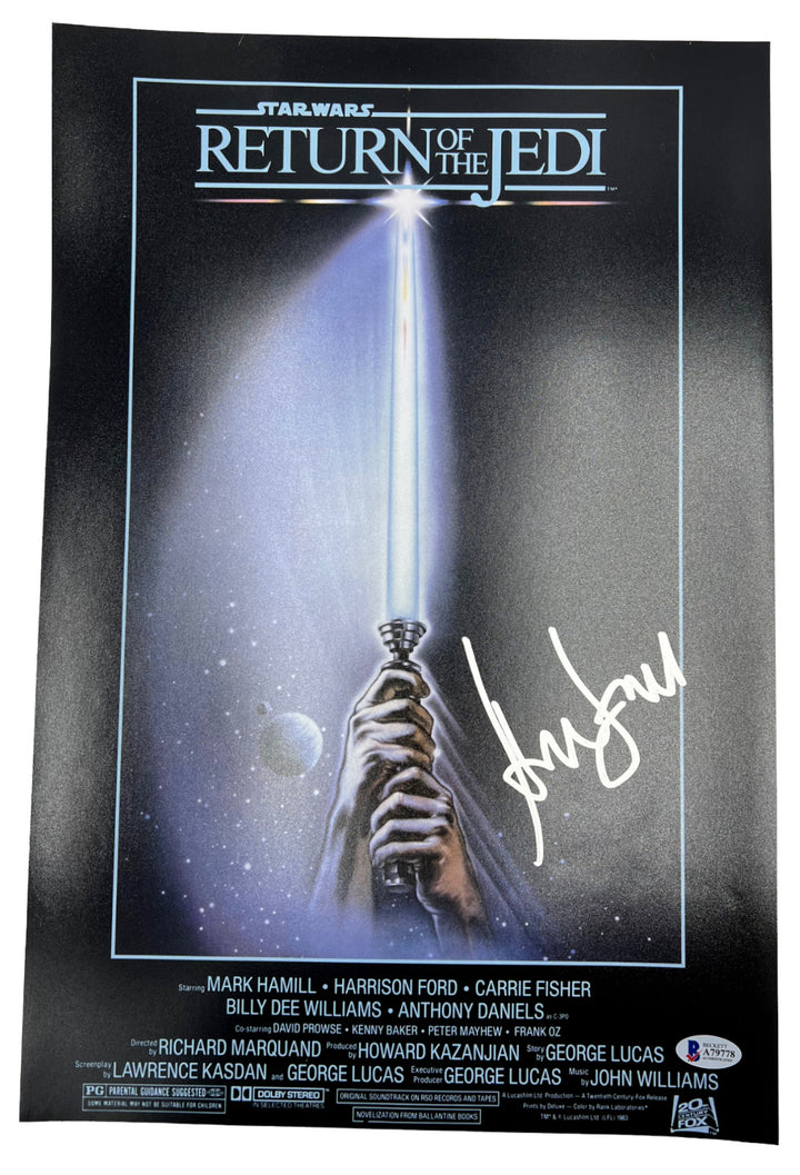 HARRISON FORD SIGNED STAR WARS RETURN OF THE JEDI 12X18 POSTER PHOTO BECKETT BAS