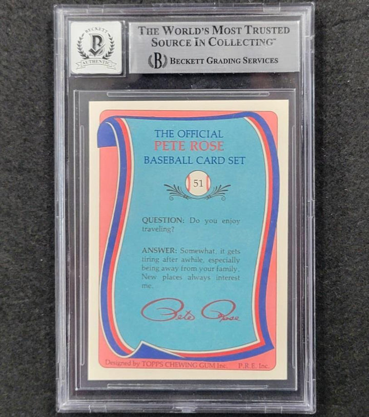 Pete Rose signed 1985 Topps #51 Montreal Expos Trading Card BAS BGS 10 auto