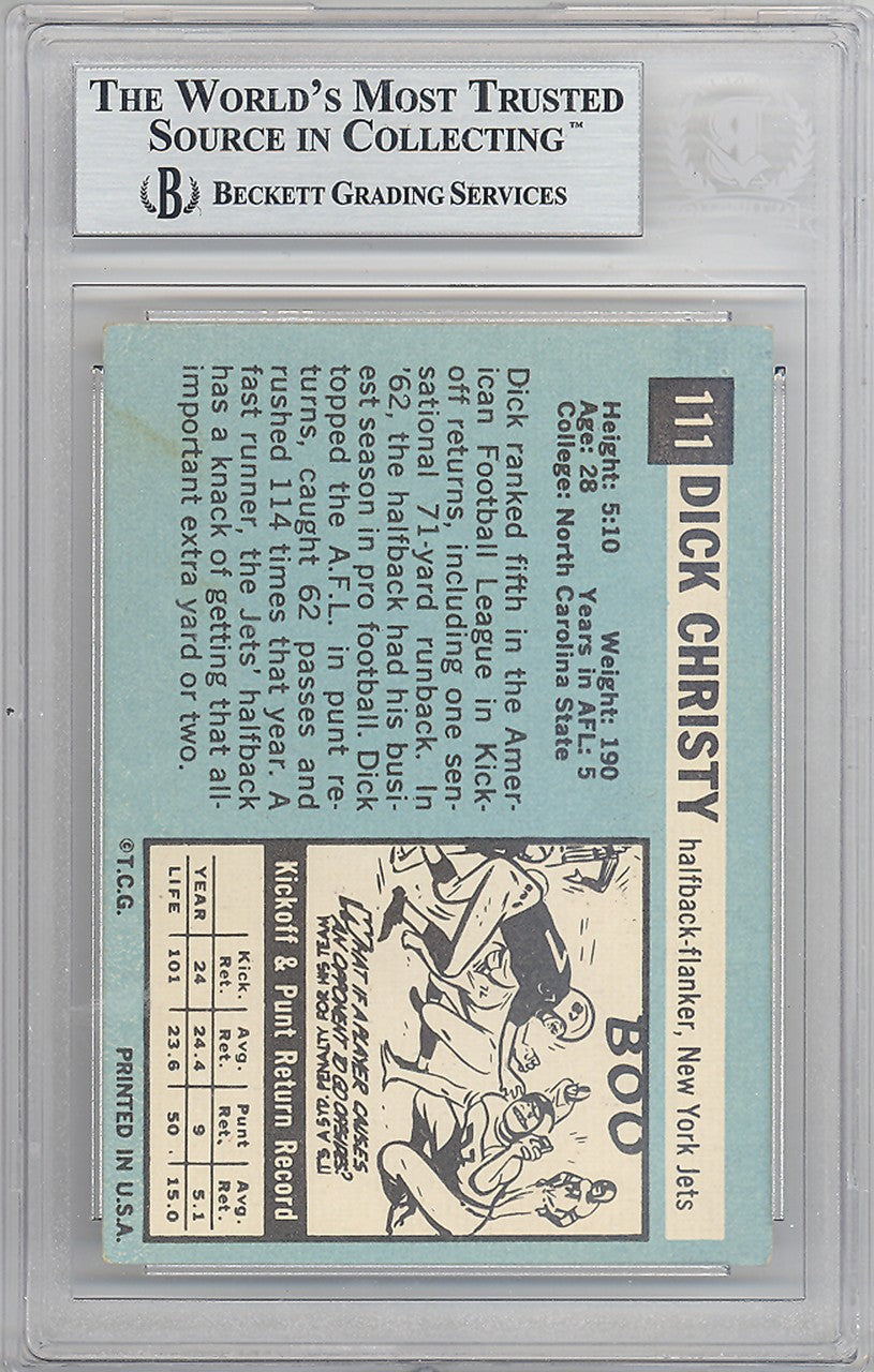 Dick Christy Signed 1964 Topps Card 111 New York Jets Beckett #10265640