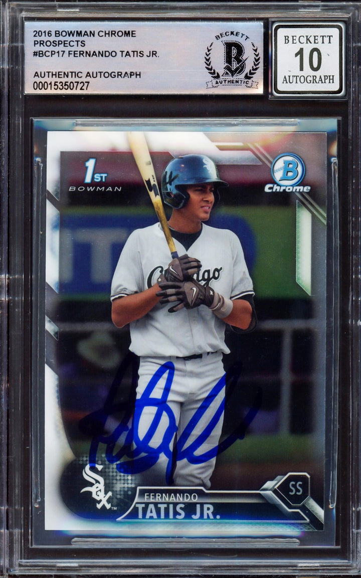 Fernando Tatis Jr Auto 2016 Bowman Chrome Prospect RC BCP17 Sig 10 Beckett