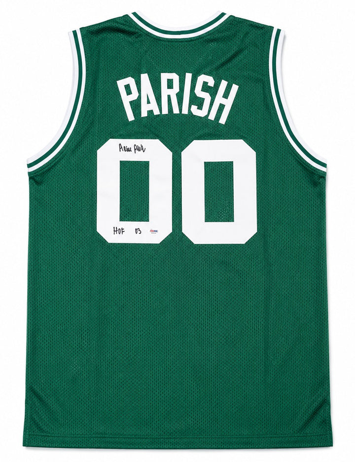 Boston Celtics Robert Parish Signed Green Jersey "HOF 03" JSA