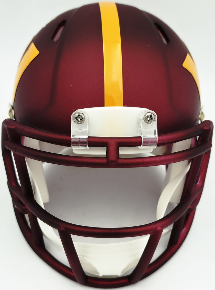 Mike Sainristil Signed Commanders Maroon Speed Mini Helmet Beckett Witness