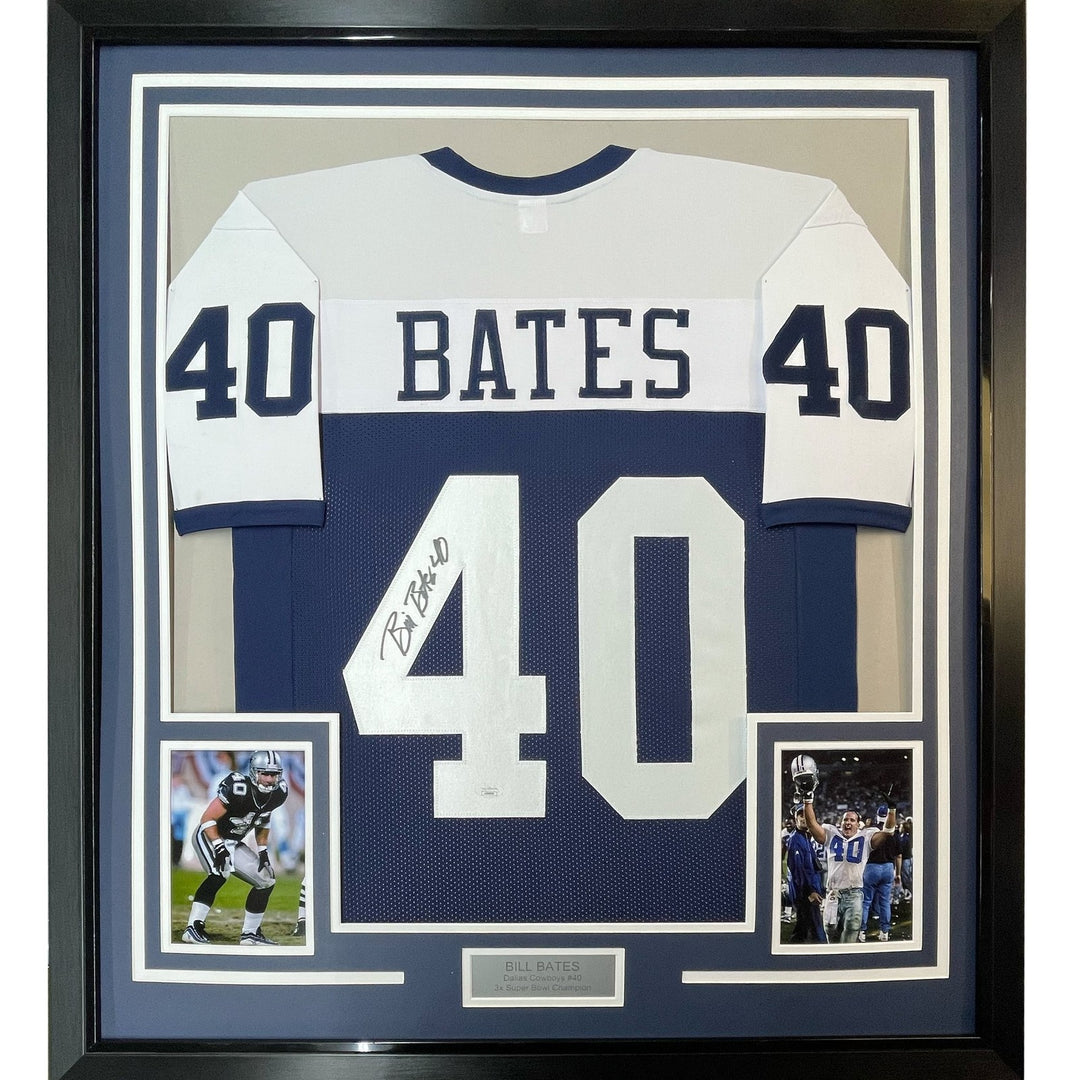 Framed Autographed/Signed Bill Bates 33x42 Dallas TG Jersey PSA/DNA COA