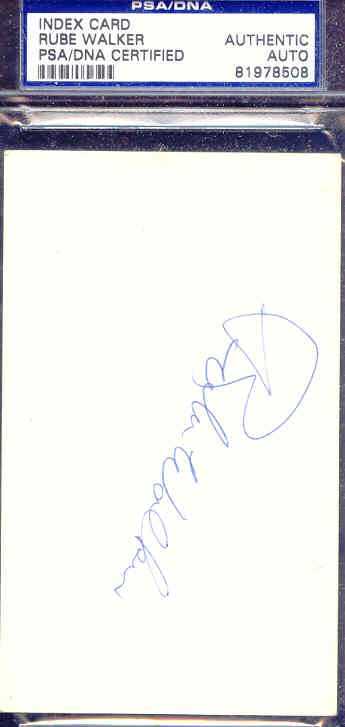 Rube Walker Autograph 3x5 Index Card Psa/dna Signed