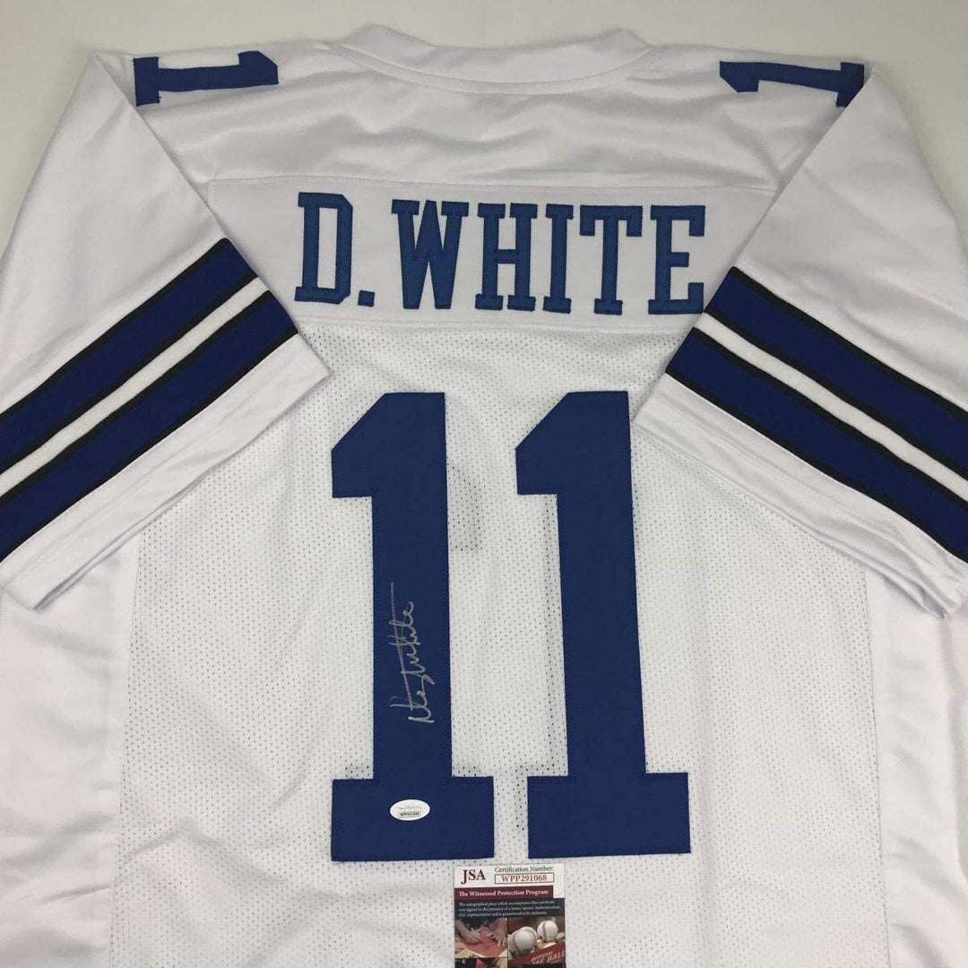Autographed/Signed DANNY WHITE Dallas White Football Jersey JSA COA Auto