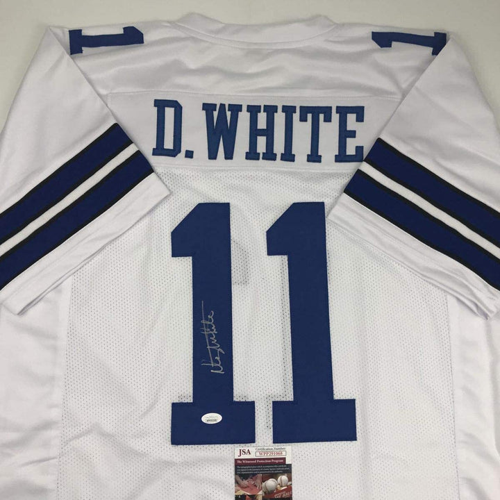 Autographed/Signed DANNY WHITE Dallas White Football Jersey JSA COA Auto