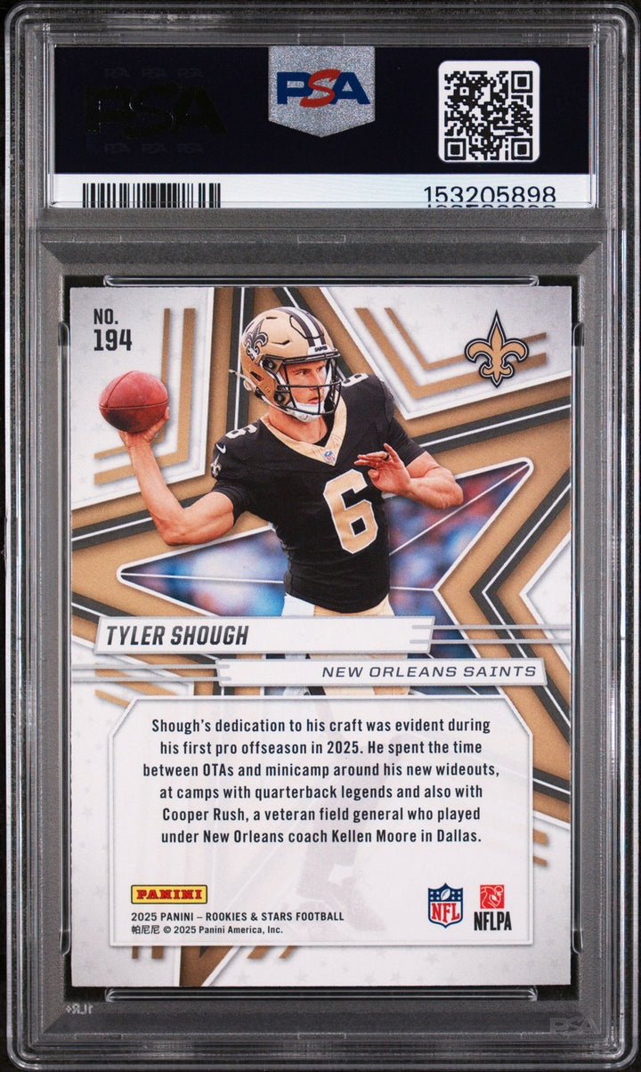Graded 2025 Panini Rookies & Stars Tyler Shough #194 Rookie RC Card PSA 10