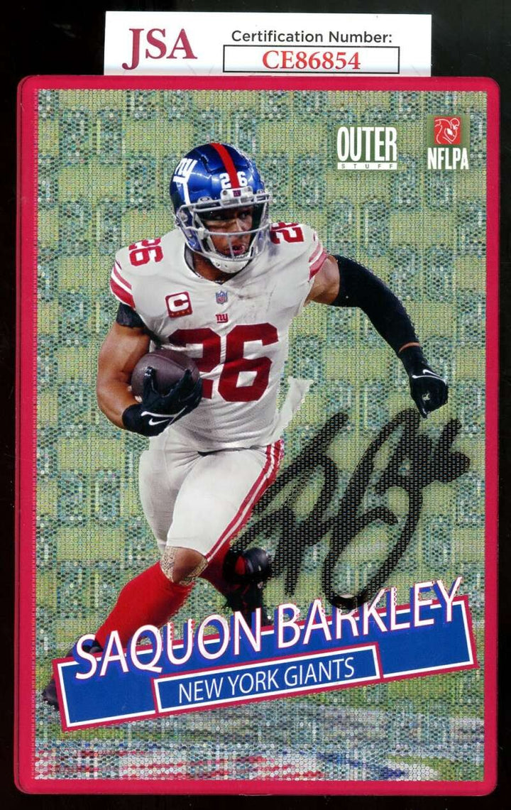 Saquon Barkley JSA Coa Signed Tridelix 5D Giants Card Autograph