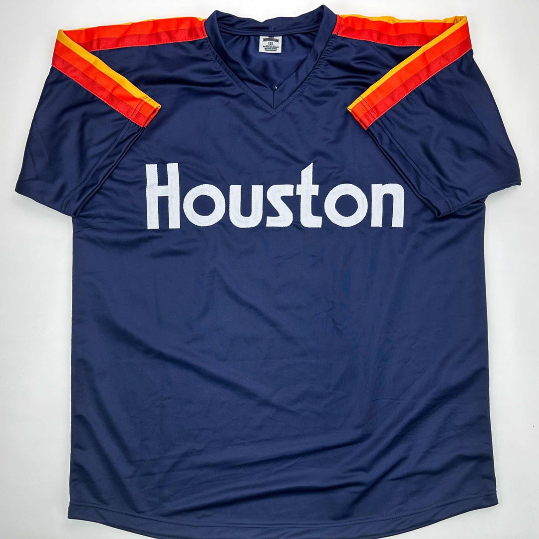 Facsimile Autographed Jeff Bagwell Houston Blue Reprint Jersey Size Men's XL