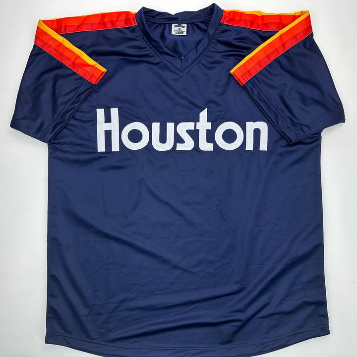 Facsimile Autographed Jeff Bagwell Houston Blue Reprint Jersey Size Men's XL