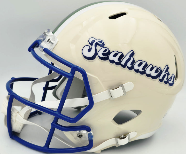 Zach Charbonnet Signed Seahawks Cream Full Size Retro Speed Replica Helmet MCS