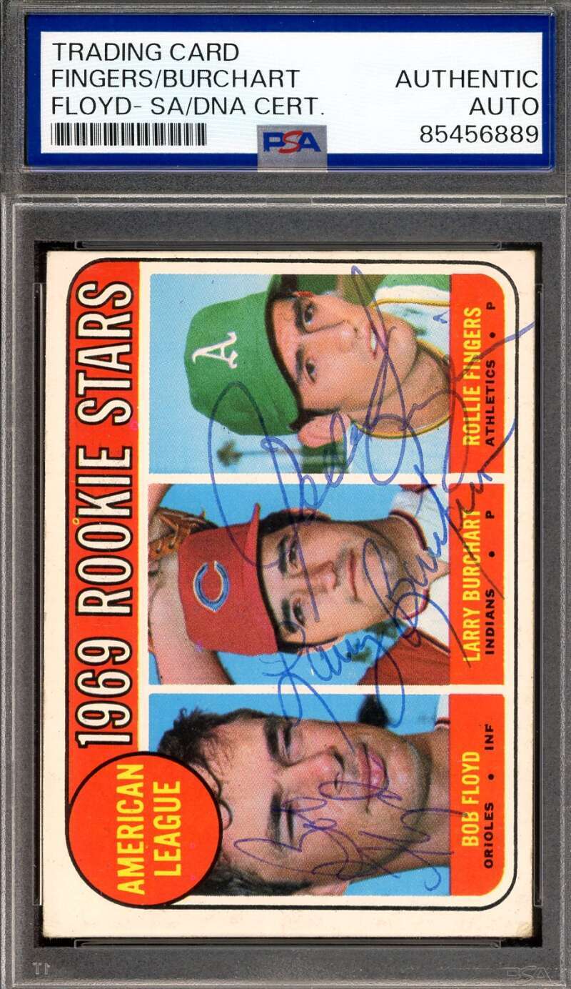 Bob Floyd Larry Burchart Rollie Fingers PSA DNA Vintage Signed 1969 Topps Rookie