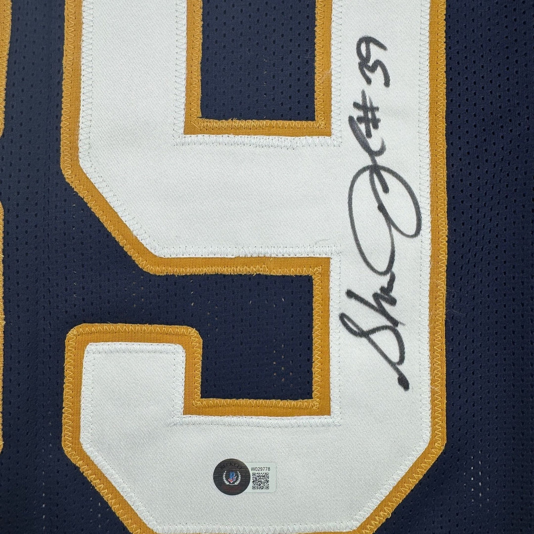 Autographed/Signed Steven Jackson St. Louis Blue Football Jersey BAS COA