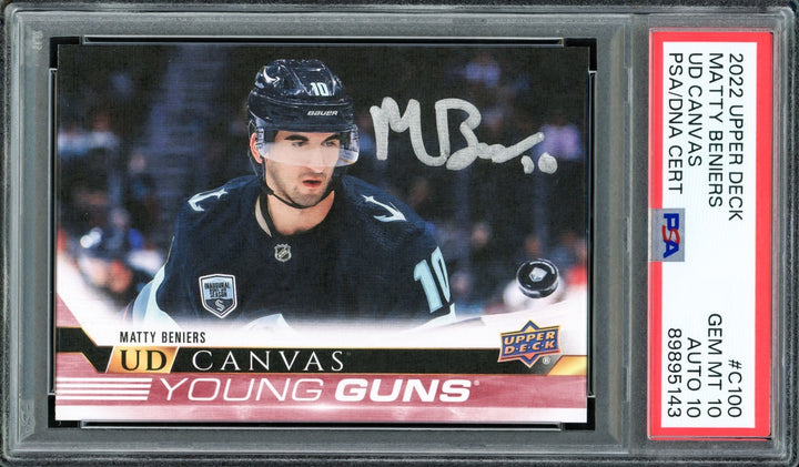 Matty Beniers Auto 2022 Upper Deck Young Guns Canvas RC C100 PSA 10 Sig 10 DNA