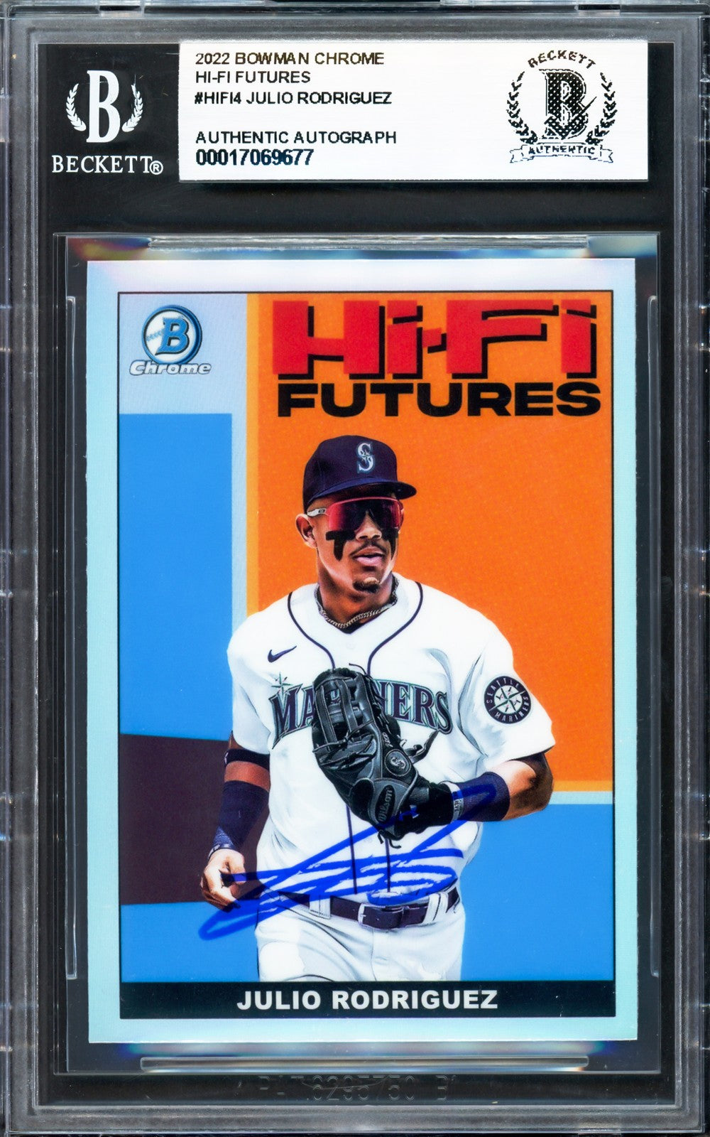 Julio Rodriguez Auto 2022 Bowman Chrome Hi-Fi Futures RC HIFI-4 Mariners Beckett