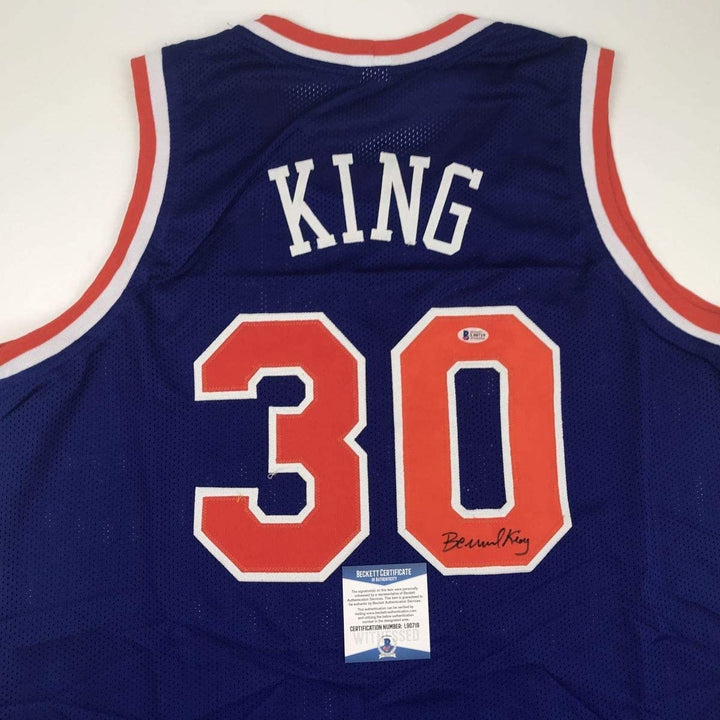 Autographed/Signed Bernard King New York Blue Jersey Beckett BAS COA