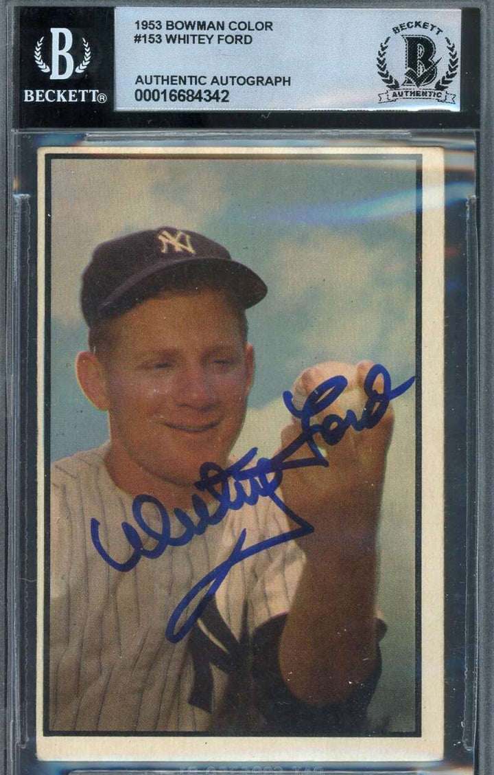 Whitey Ford Gem Mint 10 Beckett BAS Signed 1953 Bowman Color Autograph