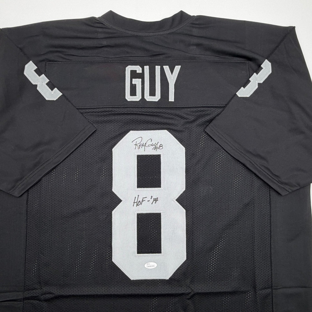 Autographed/Signed Ray Guy HOF Oakland Las Vegas Black Football Jersey JSA COA