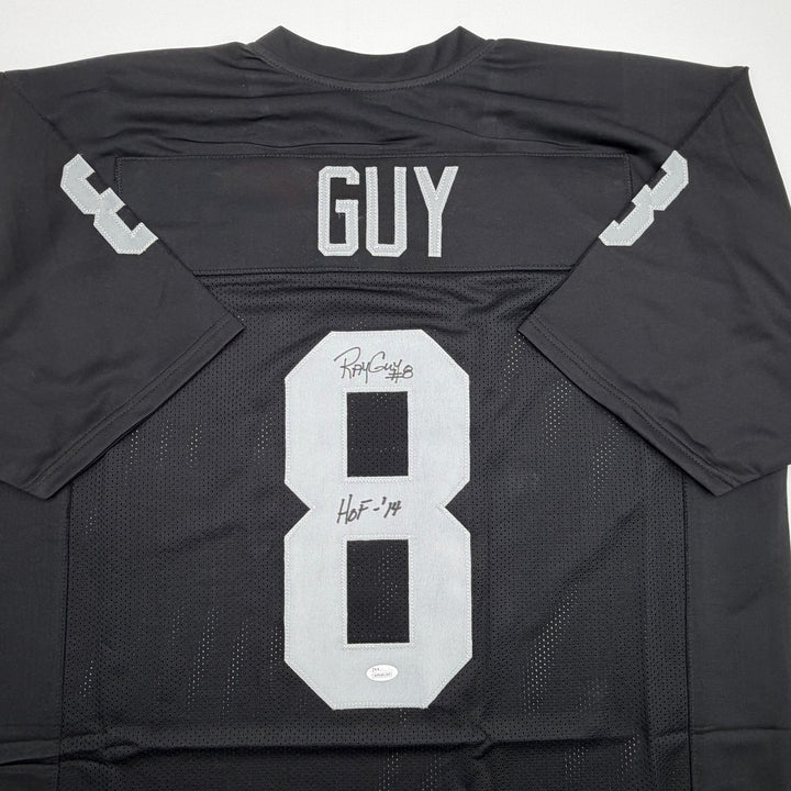 Autographed/Signed Ray Guy HOF Oakland Las Vegas Black Football Jersey JSA COA