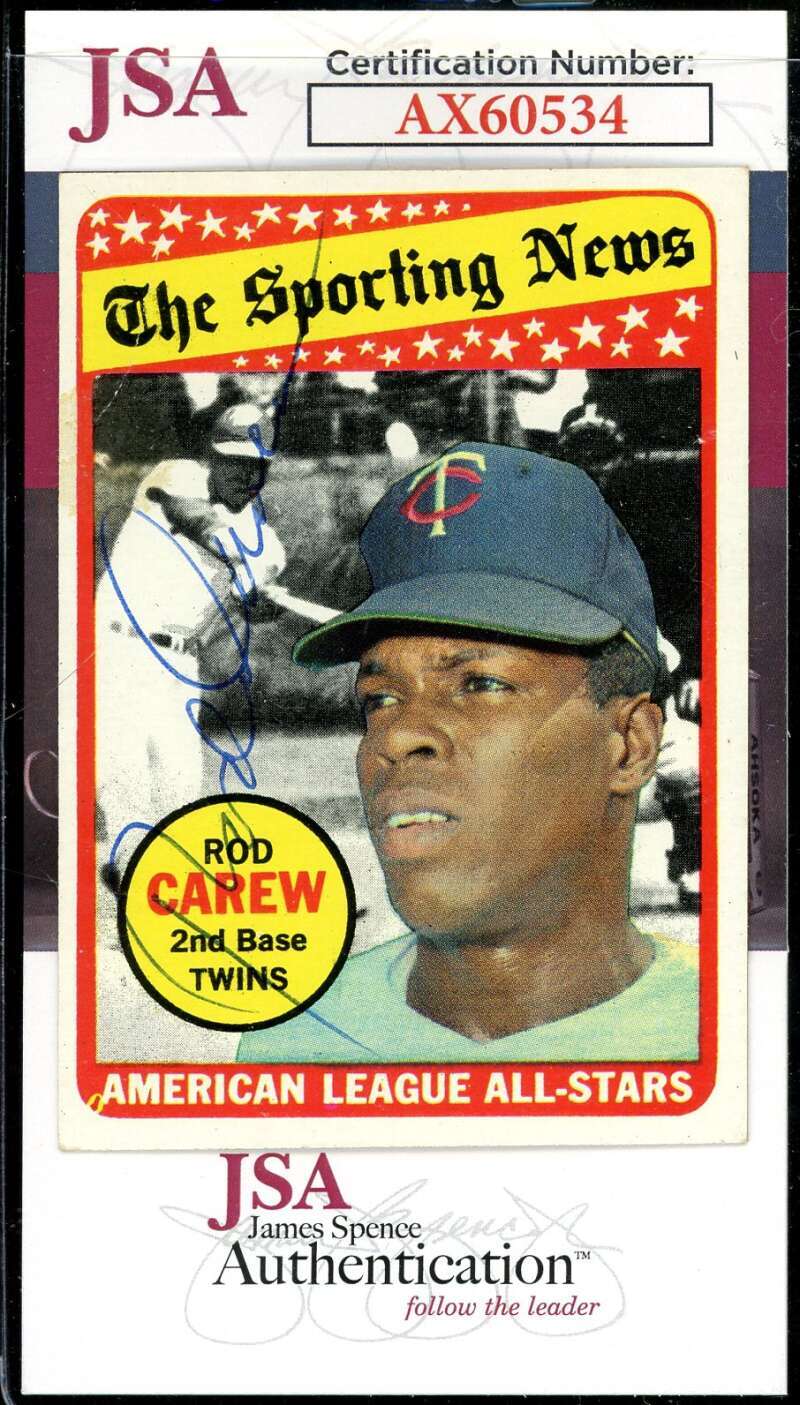 Rod Carew JSA Coa Vintage Signed 1969 Topps All Star Autograph