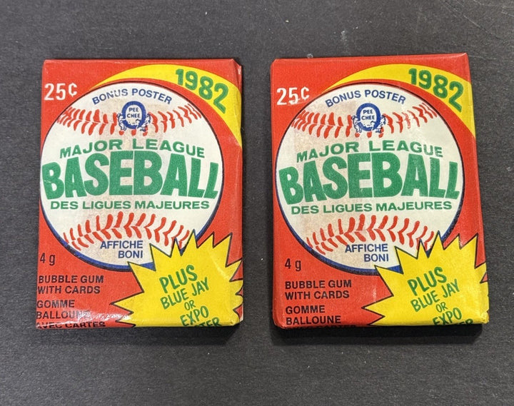 1982 O-PEE-CHEE Baseball Wax Pack Factory Sealed 2 Packs Lot