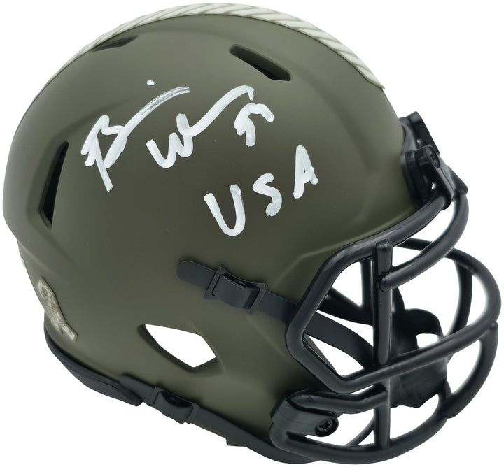 Brian Urlacher Signed Chicago Bears Camo Green Salute to Service Speed Mini