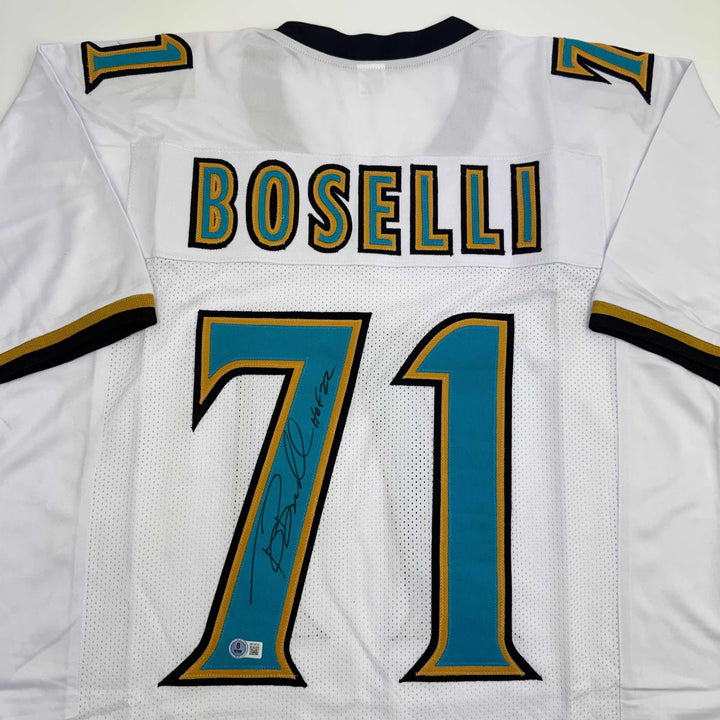 Autographed/Signed Tony Boselli HOF 22 Jacksonville White Jersey Beckett BAS COA
