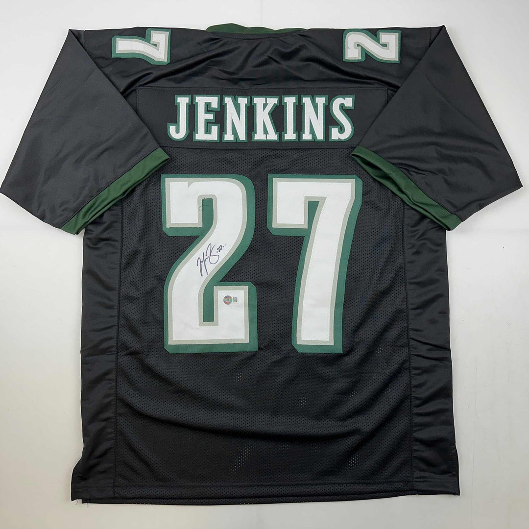 Autographed/Signed Malcolm Jenkins Philadelphia Black Jersey Beckett COA