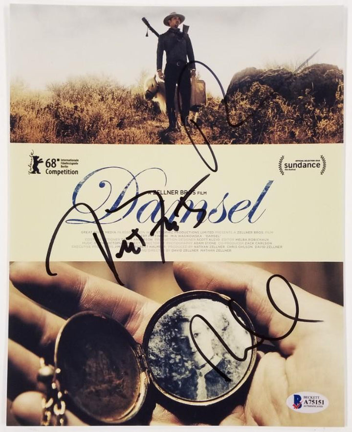 DAMSEL Cast (3) Signed 8x10 Photo Forster Pattinson + 1 more (A) Beckett BAS COA