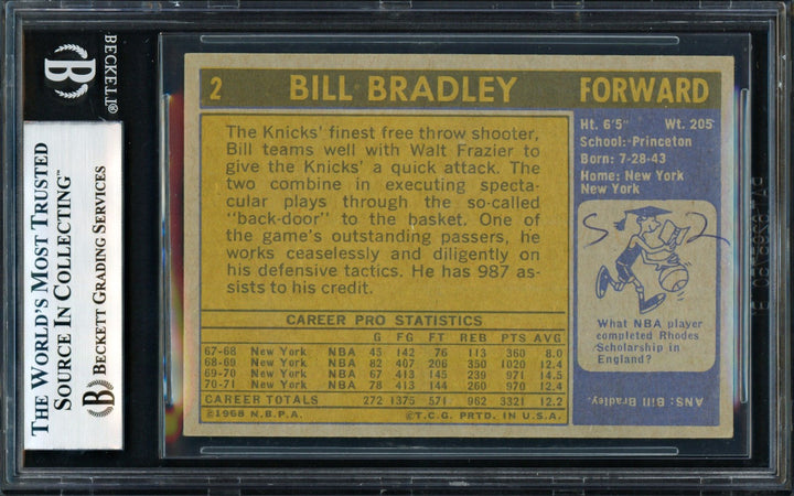 Bill Bradley Signed 1971-72 Topps Card 2 New York Knicks Beckett #18278872