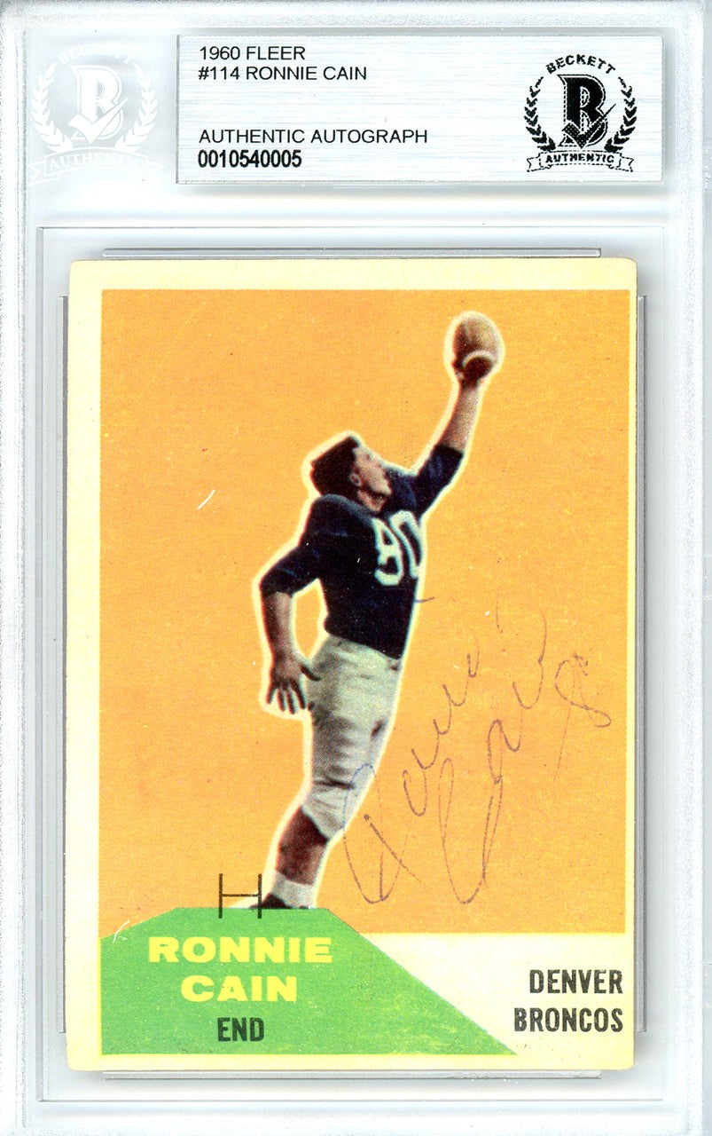 Ronnie Cain Signed 1960 Fleer Card 114 Denver Broncos Beckett #10540005