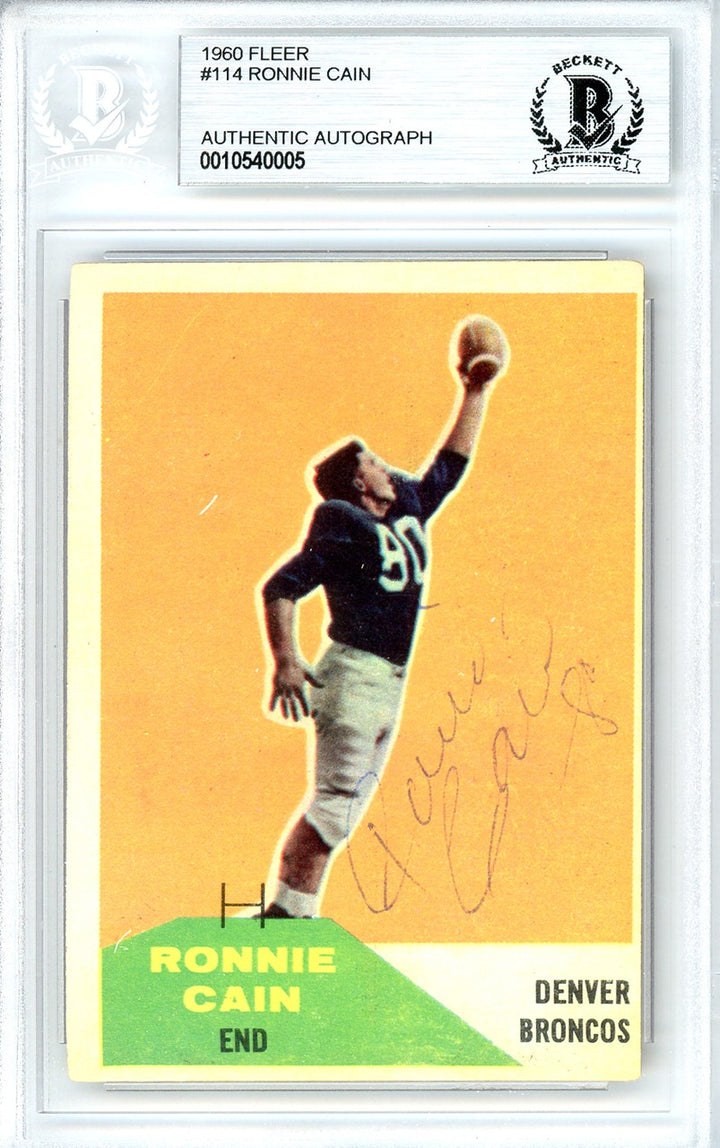 Ronnie Cain Signed 1960 Fleer Card 114 Denver Broncos Beckett #10540005