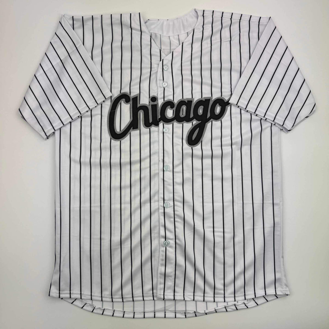 Autographed/Signed Robin Ventura Chicago Pinstripe Baseball Jersey Beckett COA