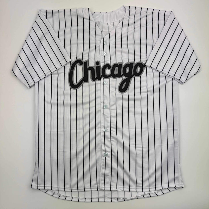 Autographed/Signed Robin Ventura Chicago Pinstripe Baseball Jersey Beckett COA