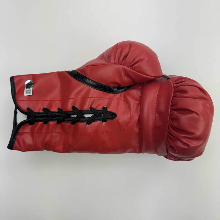 Autographed/Signed Oscar De La Hoya Red Everlast Boxing Glove Beckett BAS COA