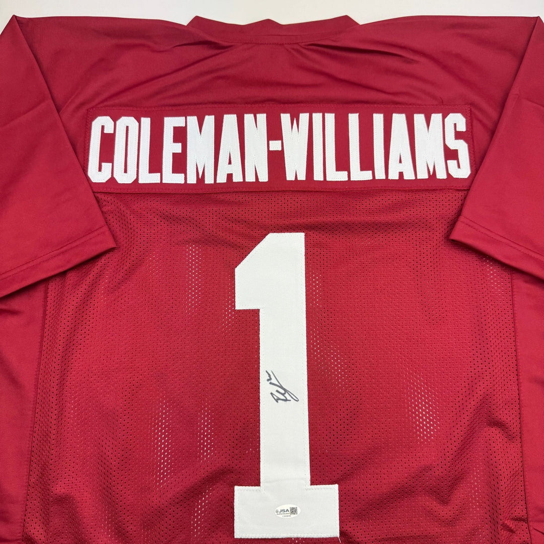 Autographed/Signed Ryan Coleman-Williams Alabama Red College Jersey JSA COA
