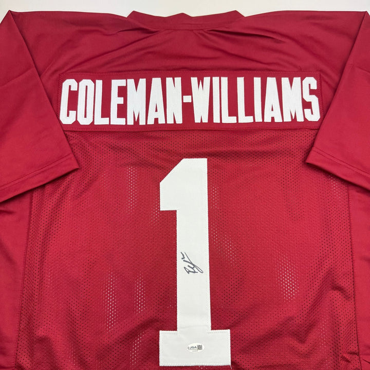 Autographed/Signed Ryan Coleman-Williams Alabama Red College Jersey JSA COA