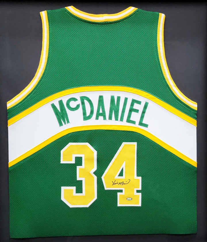 Seattle Supersonics Xavier McDaniel Signed Framed Green Jersey MCS Holo