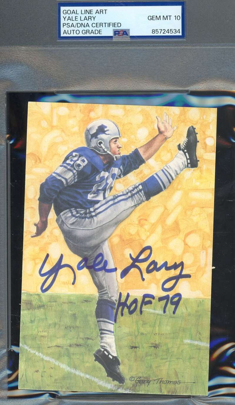 Yale Lary Gem Mint 10 PSA DNA Signed Goal Line Art Card GLAC Autograph HOF 79