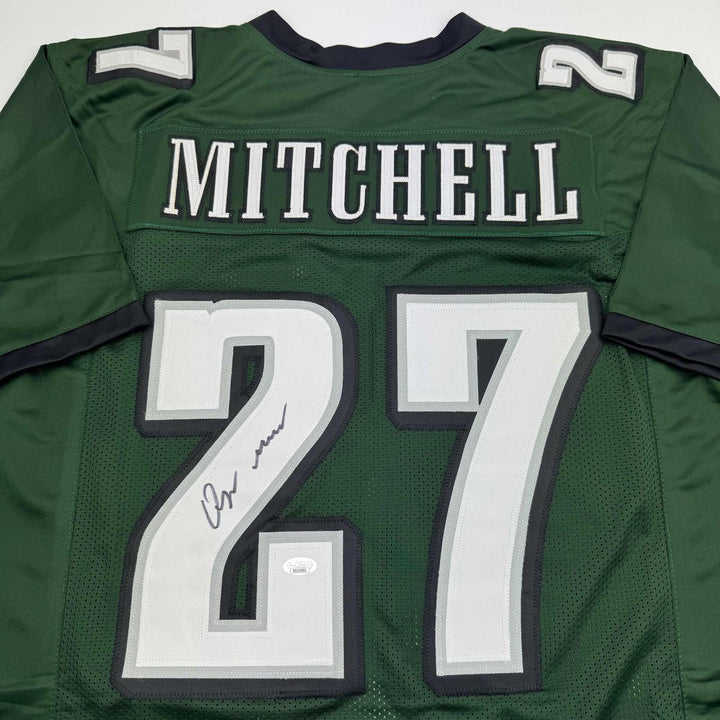 Autographed/Signed Quinyon Mitchell Philadelphia Green Jersey JSA COA