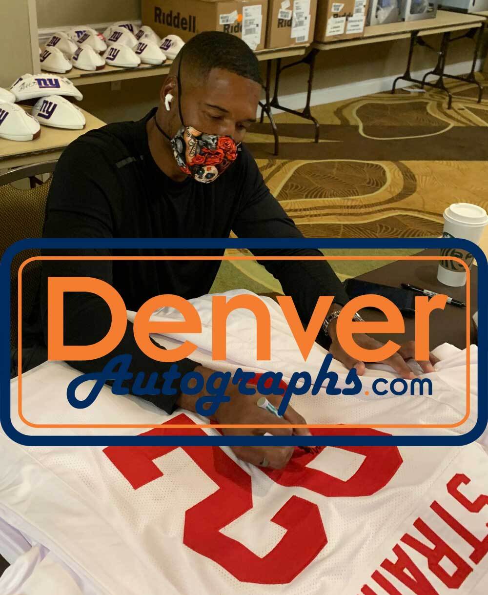 Michael Strahan Autographed/Signed Pro Style White XL Jersey BAS 30402