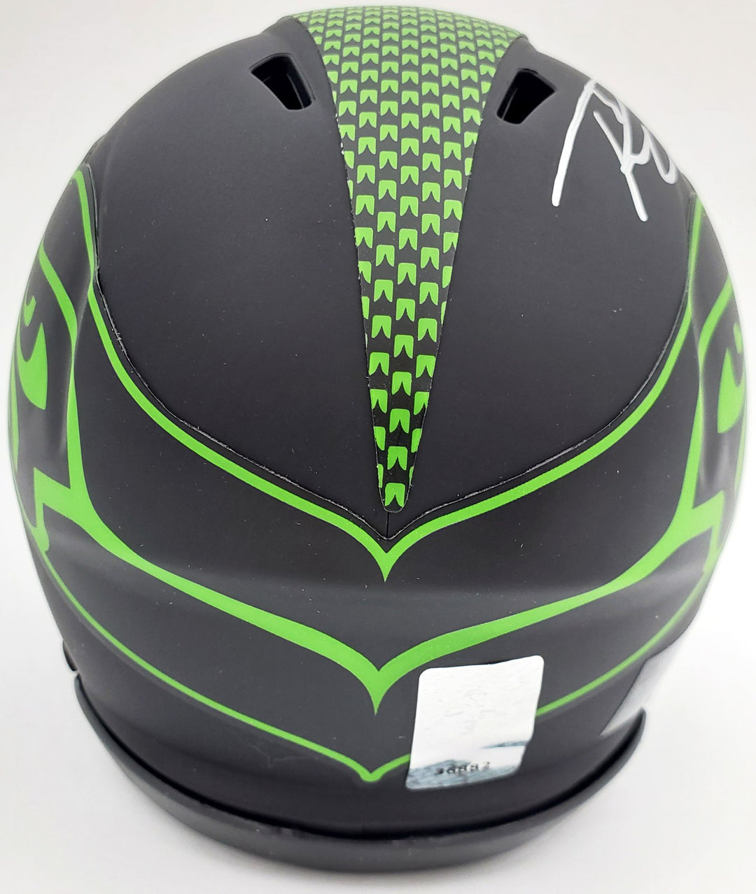 Russell Wilson Signed Eclipse Black Seahawks Speed Mini Helmet In Silver RW Holo